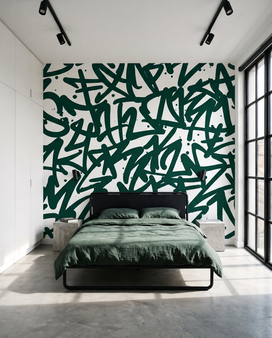 Groene letters op wit — interieur 2