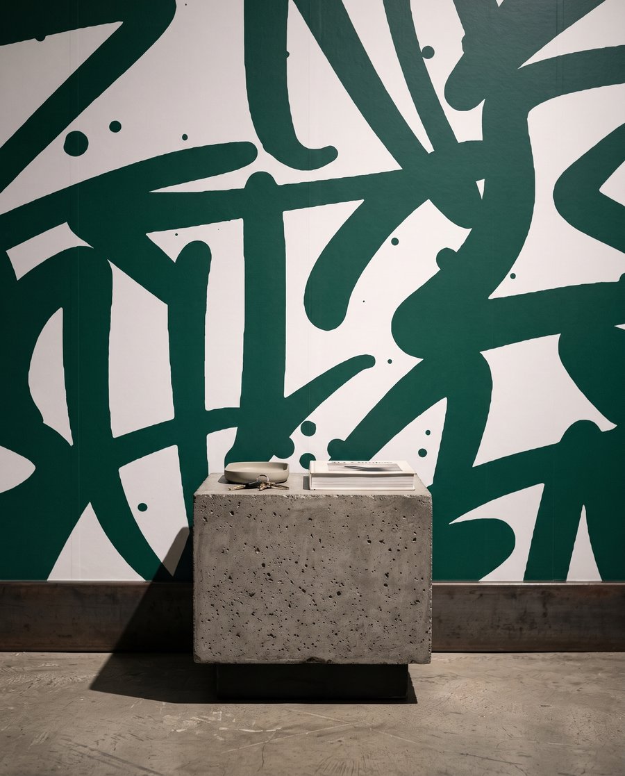 Groene letters op wit — interieur 4