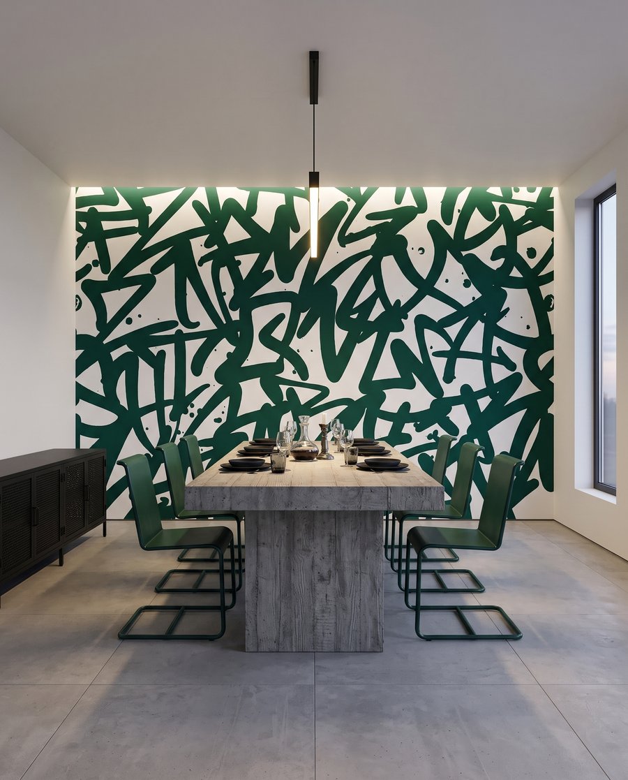 Groene letters op wit — interieur 6
