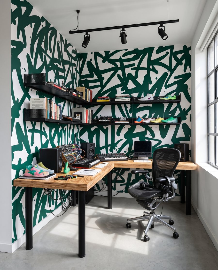Groene letters op wit — interieur 7