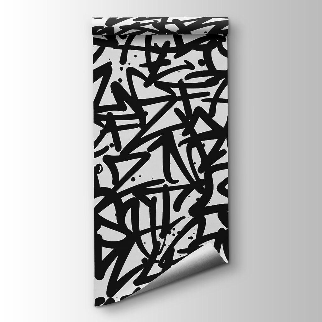 Zwart-wit patroon met letters — productweergave
