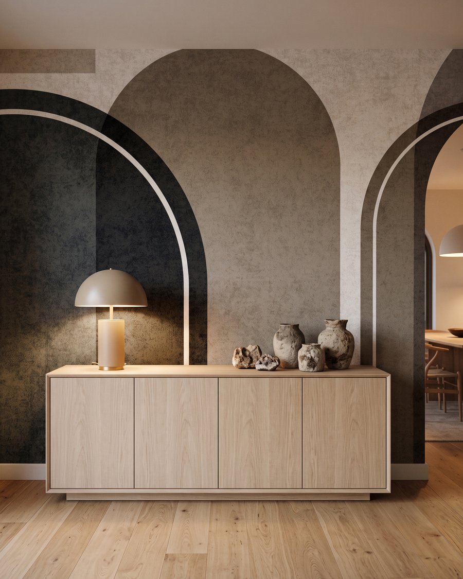 Ronde aardevormen met kaderlijnen — interieur 1