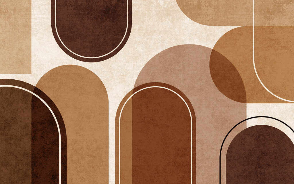 Abstracte vormen in warme aardetinten — volledig ontwerp