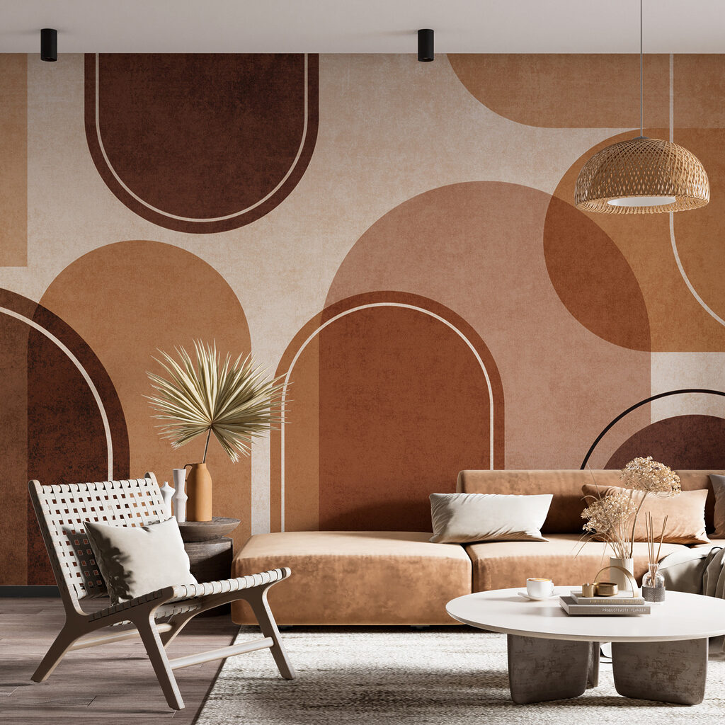 Abstracte vormen in warme aardetinten — interieur 2