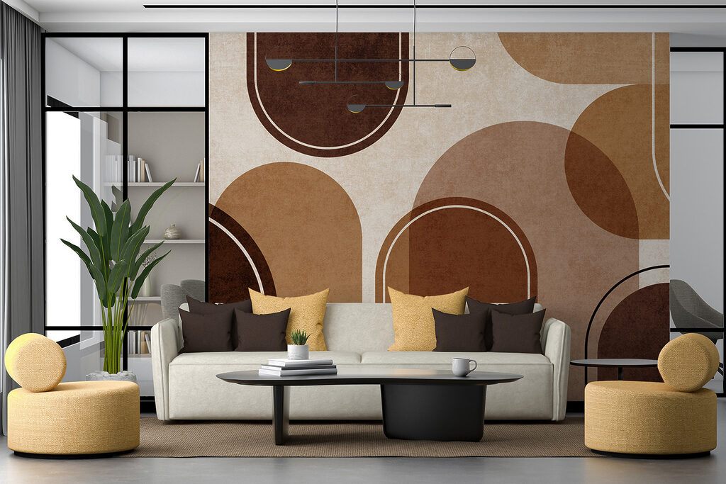 Abstracte vormen in warme aardetinten — interieur 3