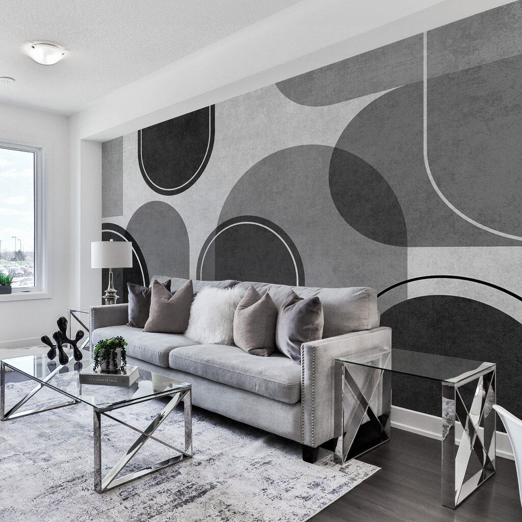 Een grijze en witte achtergrond met ovalen en ovalen — interieur 3