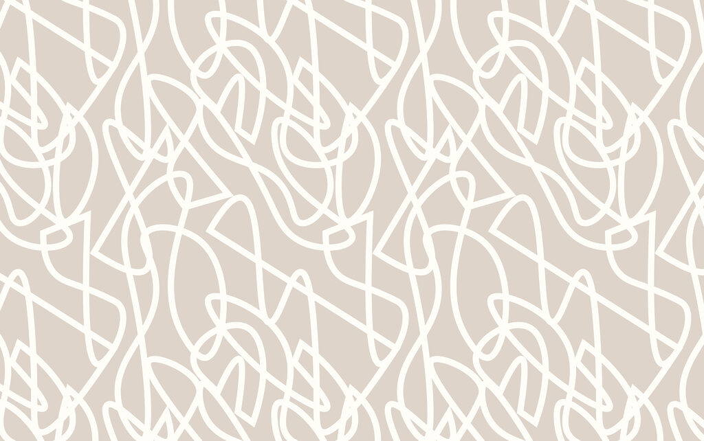Witte krabbellijnen op taupe — volledig ontwerp