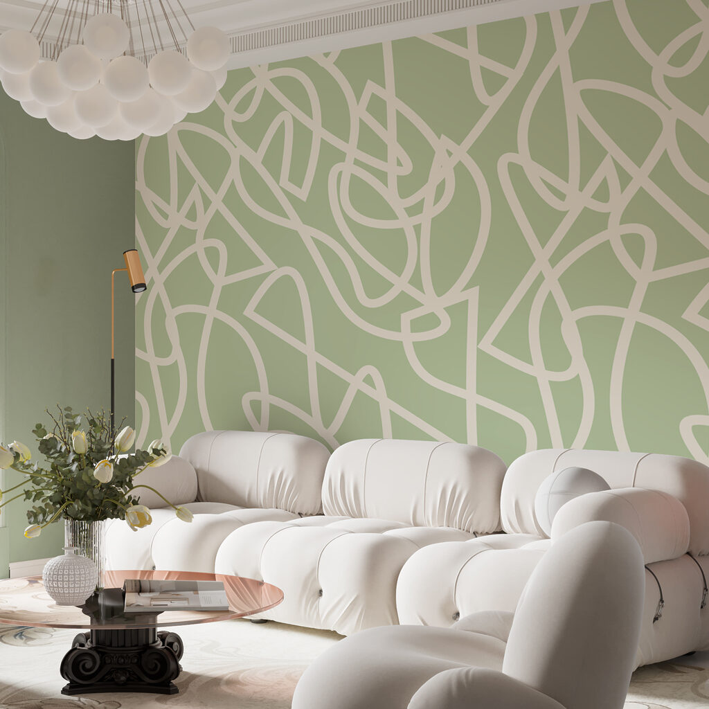 Witte krullen op kleur — interieur 1