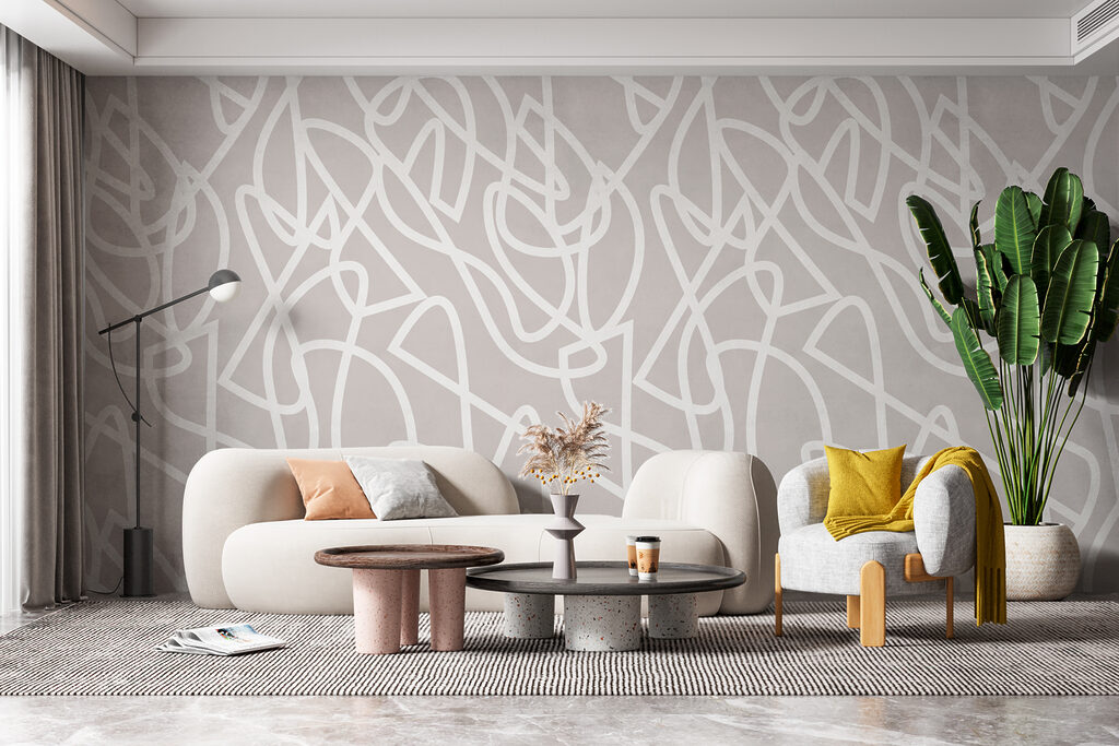 Witte krullen op kleur — interieur 1