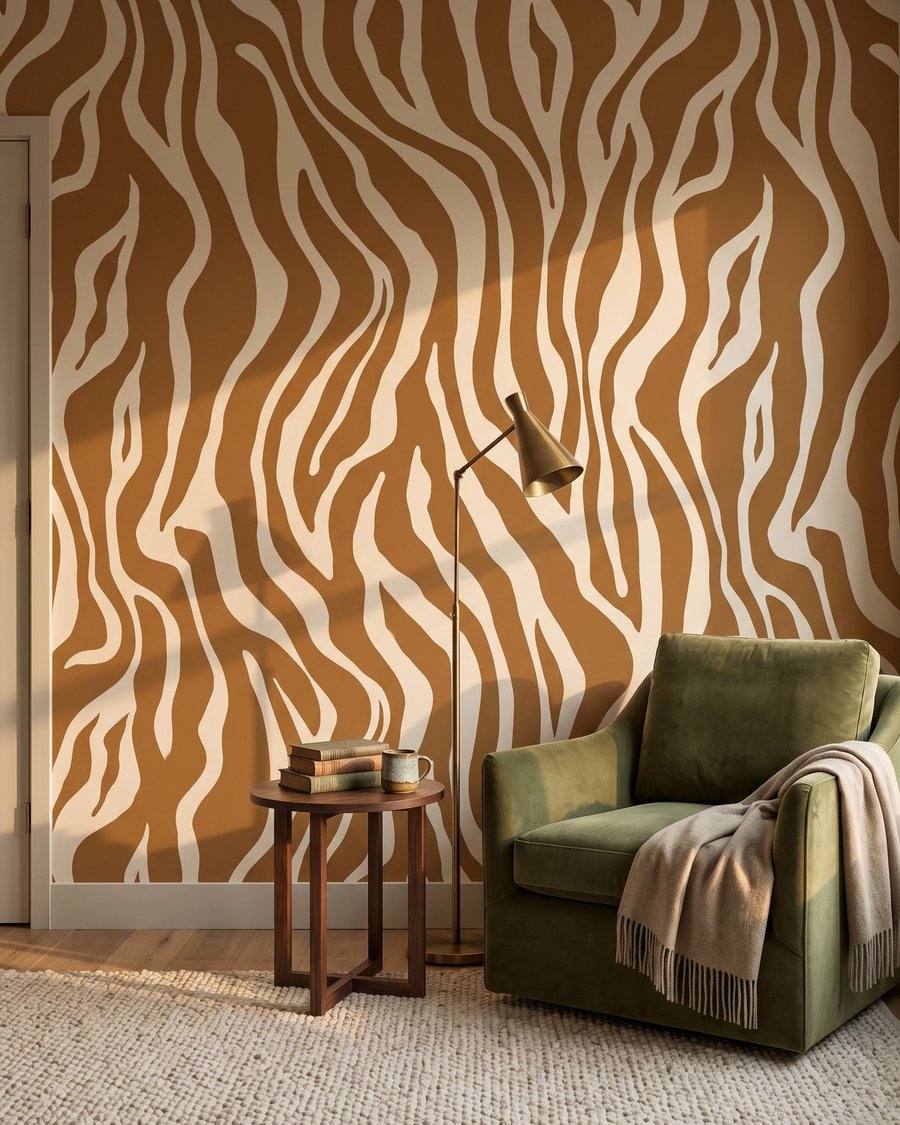 Zebralijnen in warme oker — interieur 1