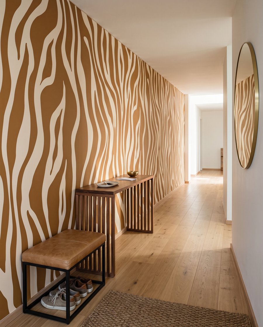 Zebralijnen in warme oker — interieur 4