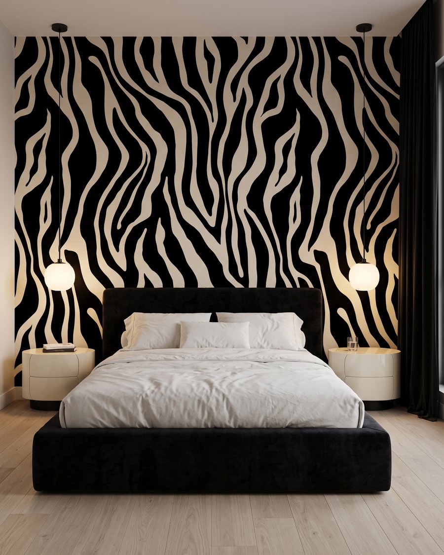 Zebrastrepen in golvend ritme in een interieur