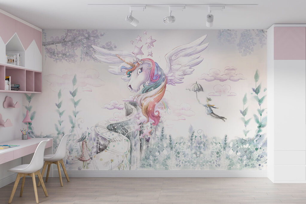 Gevleugelde eenhoorn in kristaltuin — interieur 1