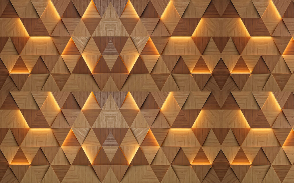 Driehoeken met amberlicht — volledig ontwerp
