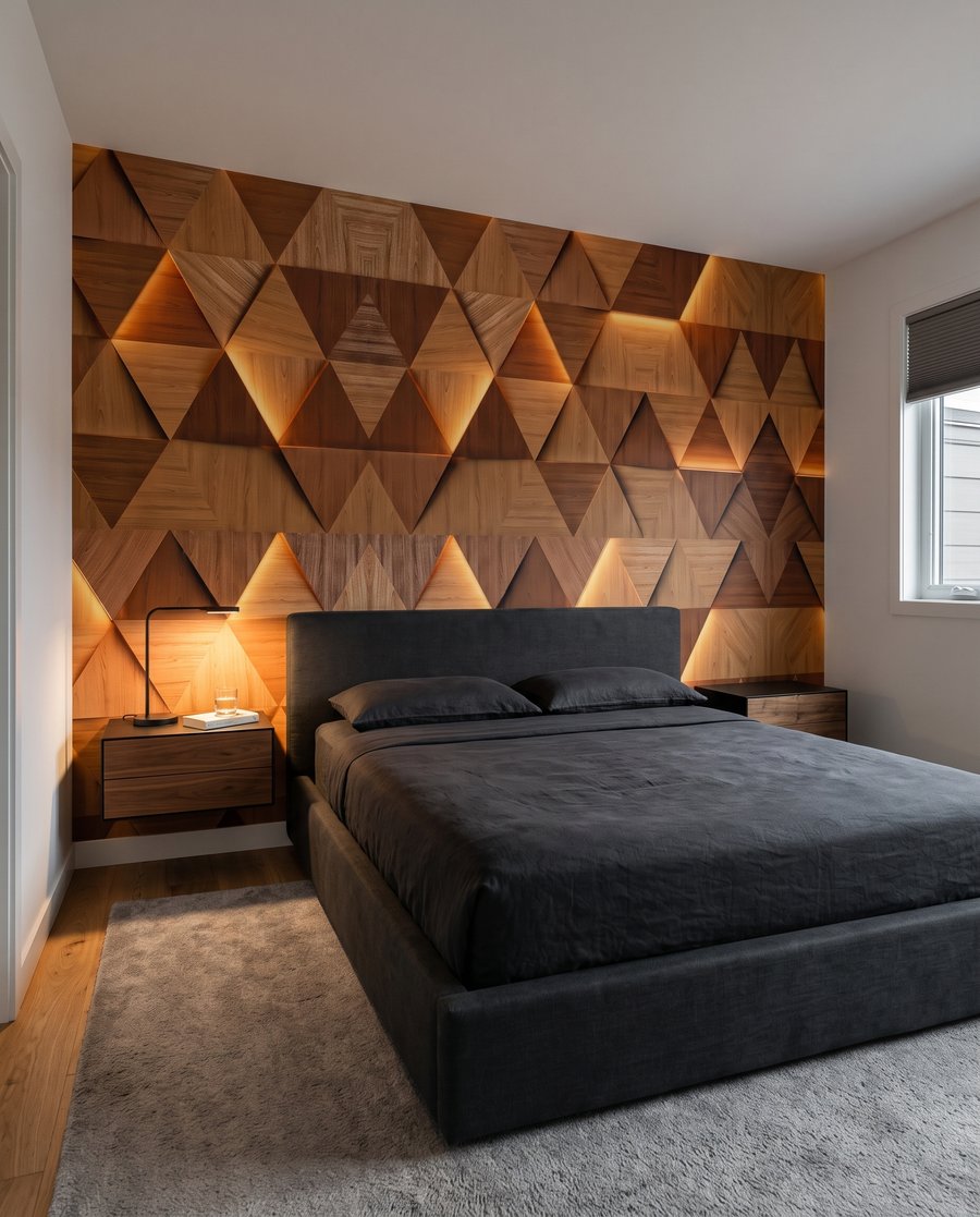 Driehoeken met amberlicht in een interieur