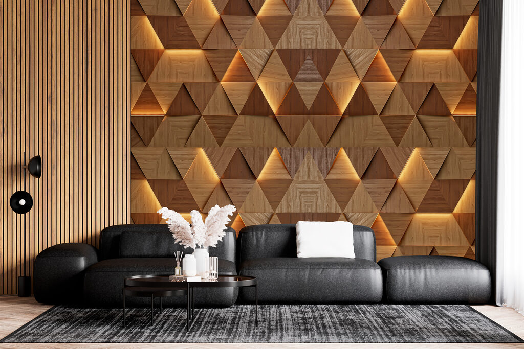 Warme tinten met geometrische patronen in een interieur