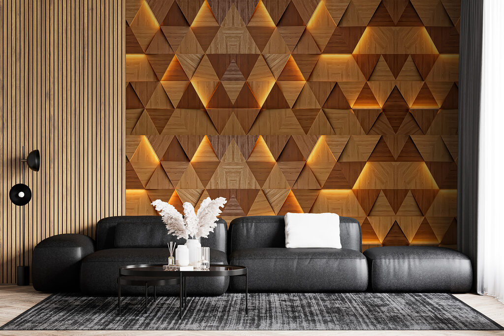 Driehoeken met amberlicht — interieur 3