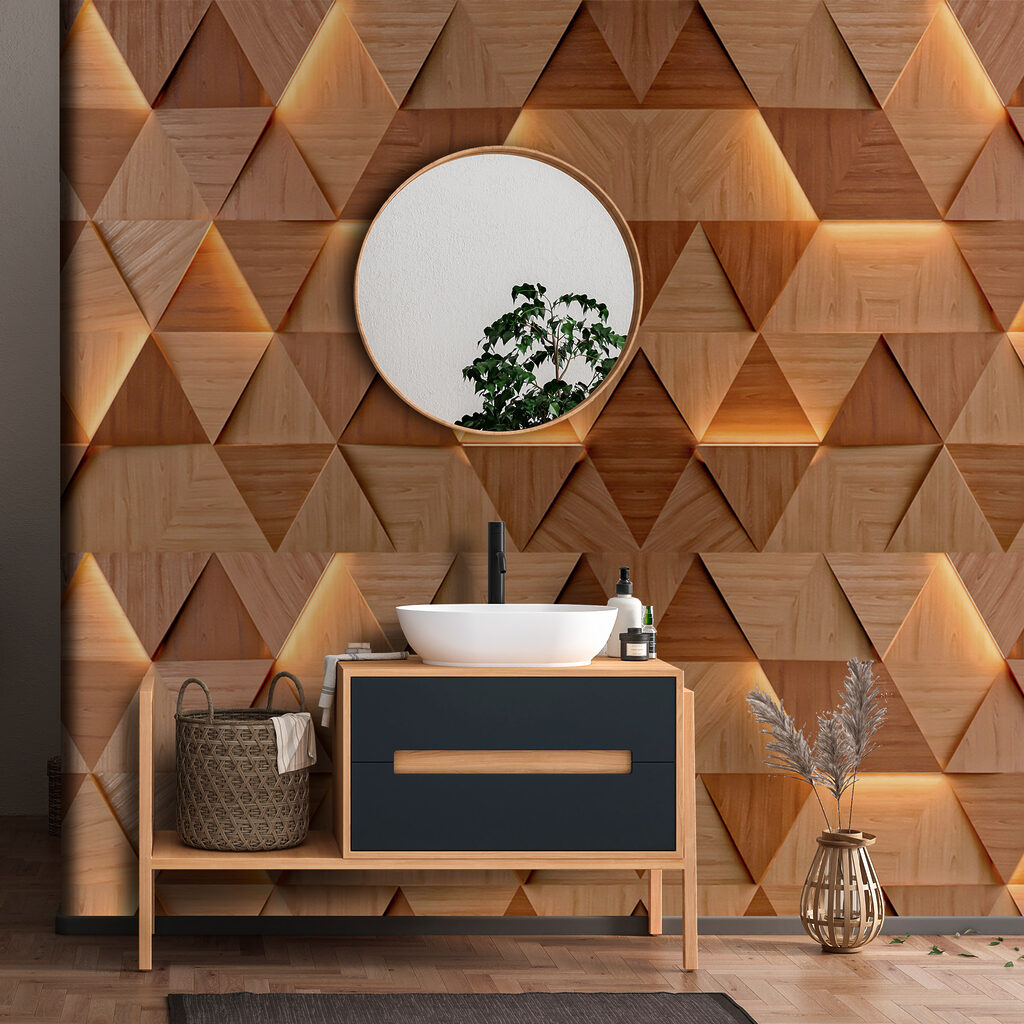 Driehoeken met amberlicht — interieur 2