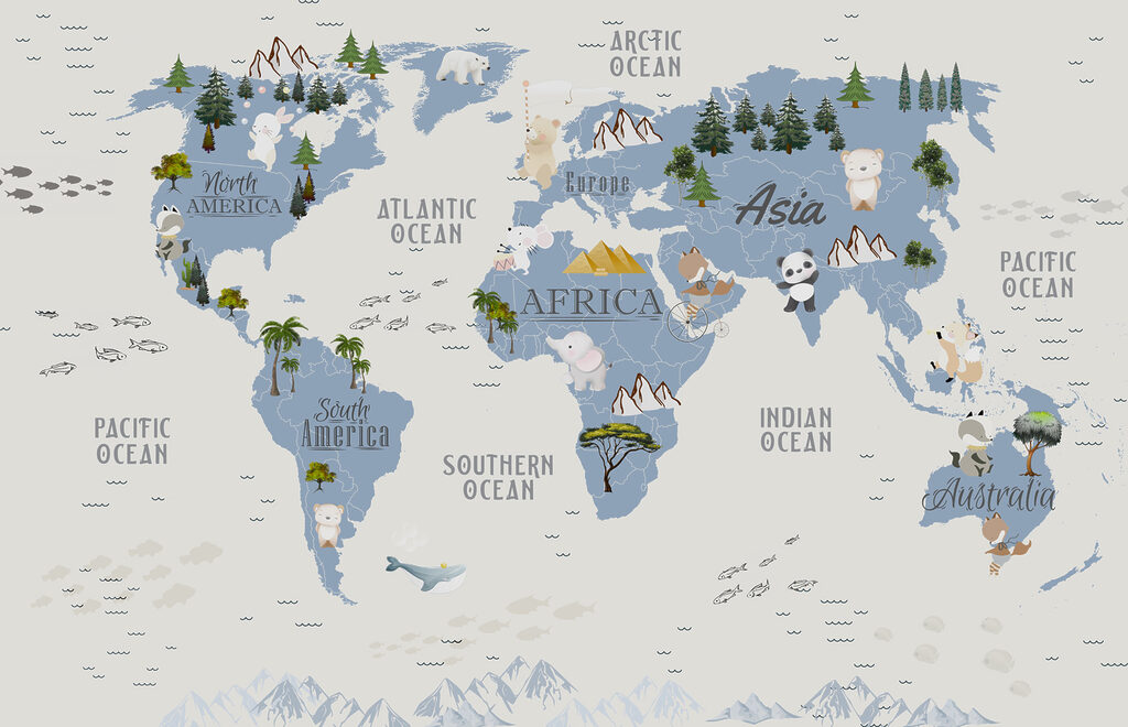 Dierenwereld in koele tinten — volledig ontwerp