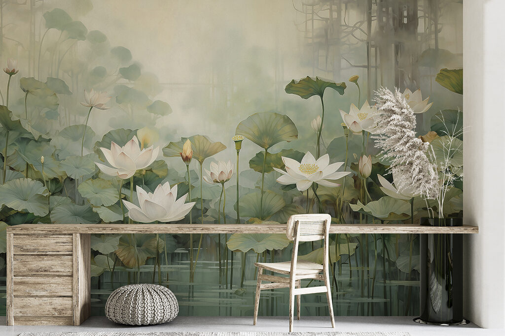 Lotusbloemen in ochtendnevel — interieur 3