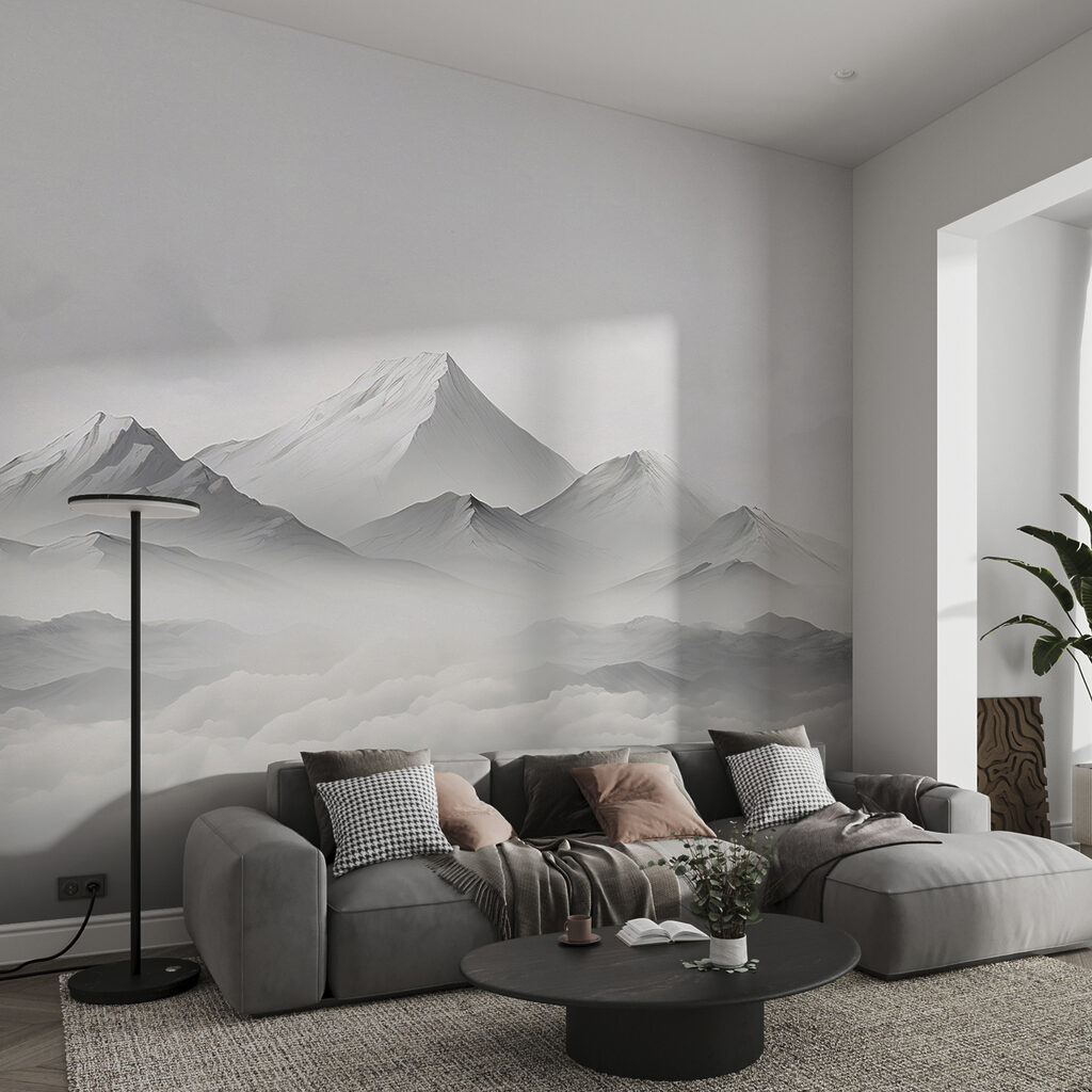 Witte bergtop boven wolken — interieur 2