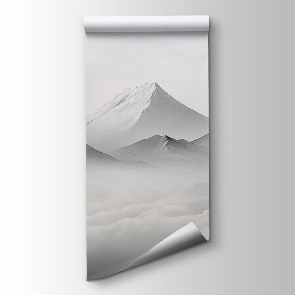 Witte bergtop boven wolken — productweergave