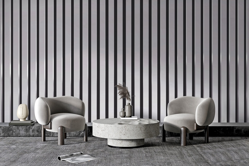 Texturen van verticale lijnen en schaduwen in een interieur