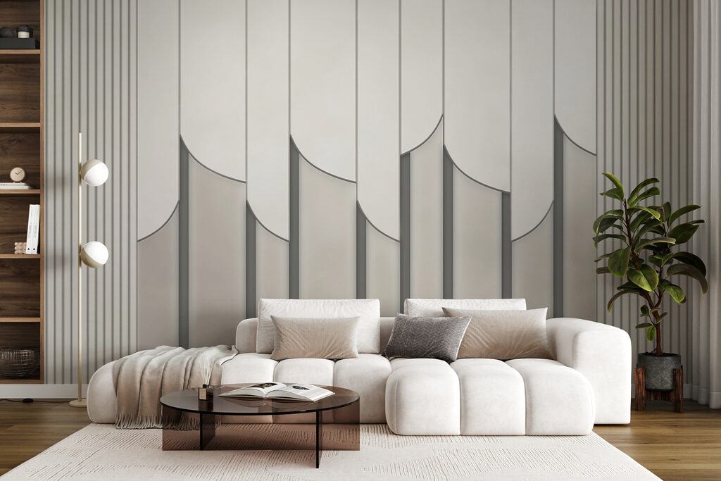Roomwitte ribbels met boogranden — interieur 2