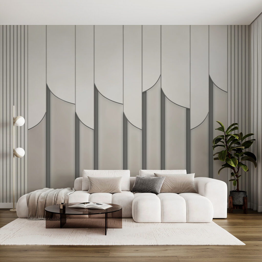 Roomwitte ribbels met boogranden — interieur 1
