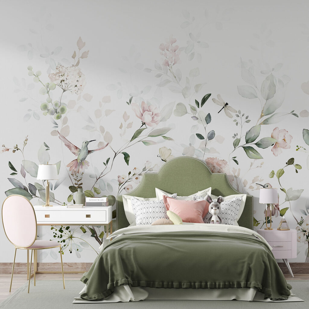 Bloementakjes in bleke rozetinten — interieur 2