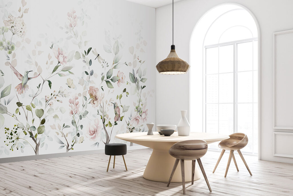 Bloementakjes in bleke rozetinten — interieur 3