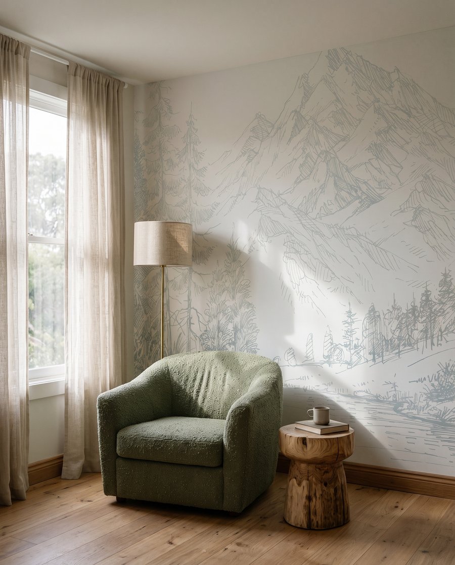 Bergmeer in fijne tekenlijnen — interieur 3