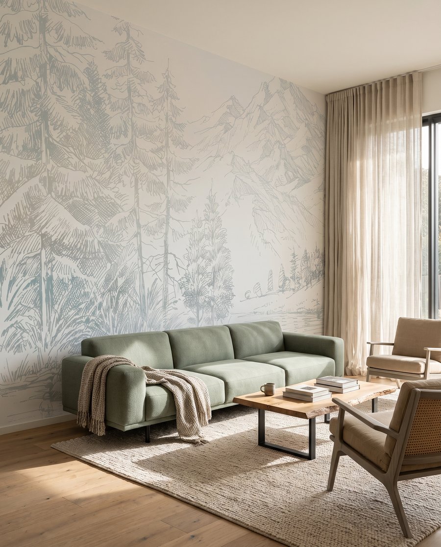 Bergmeer in fijne tekenlijnen — interieur 4
