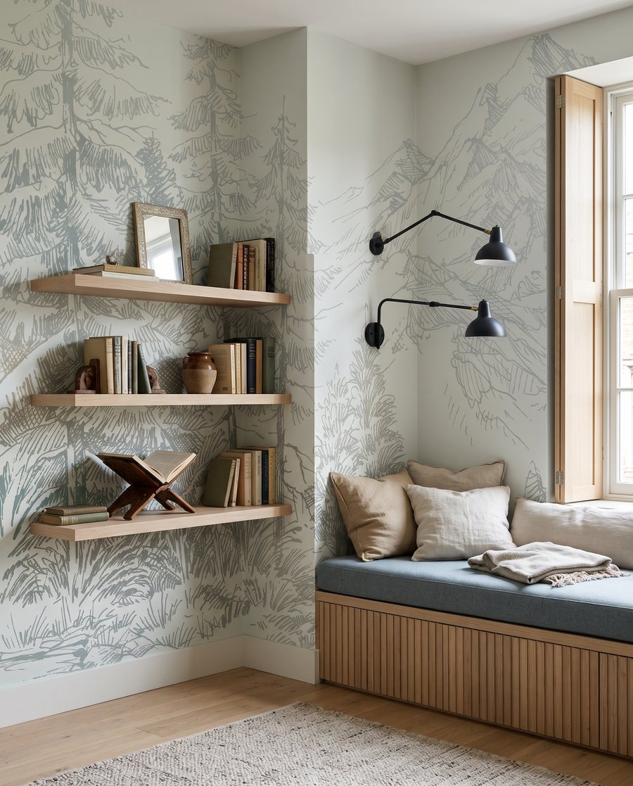 Bergmeer in fijne tekenlijnen — interieur 1
