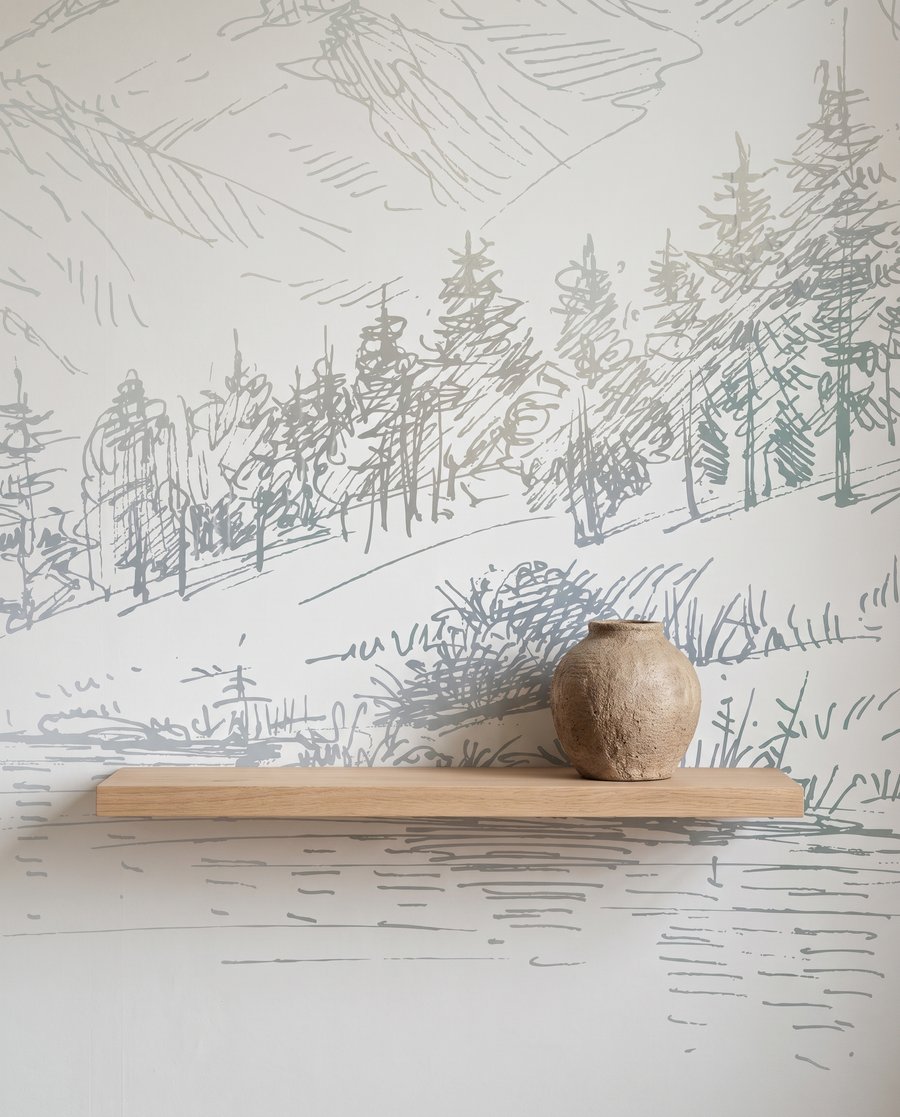 Bergmeer in fijne tekenlijnen — detail