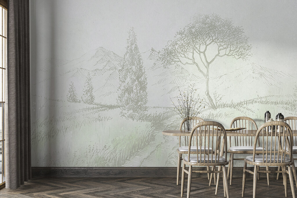 Zacht landschap in potloodlijnen — interieur 3