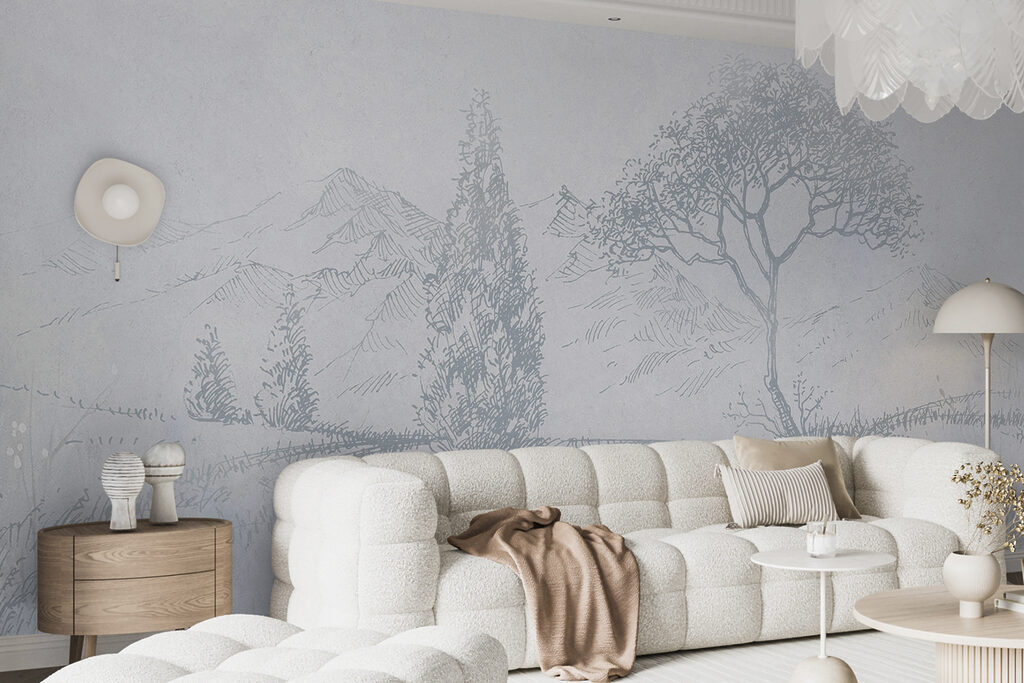 Zacht landschap in potloodlijnen — interieur 1