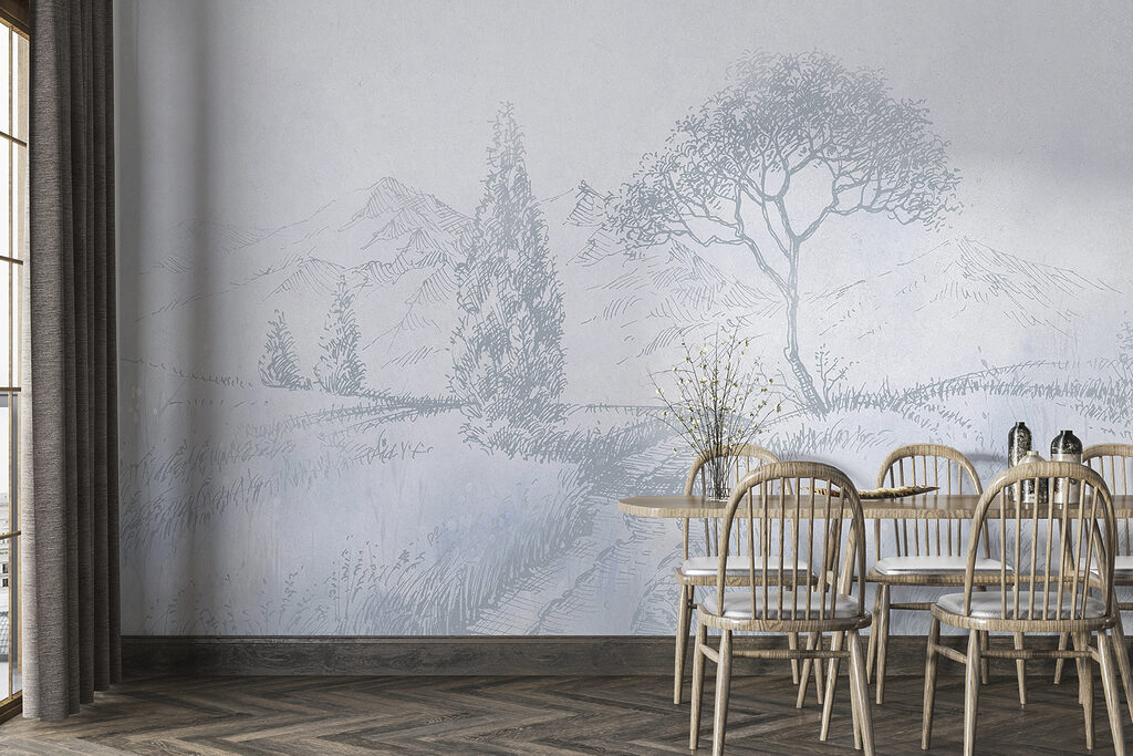 Zacht landschap in potloodlijnen — interieur 3