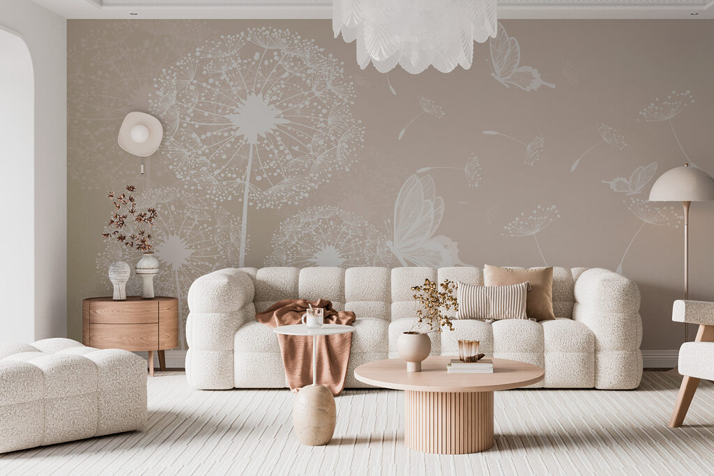 Vlinders rond witte pluisbollen — interieur 2