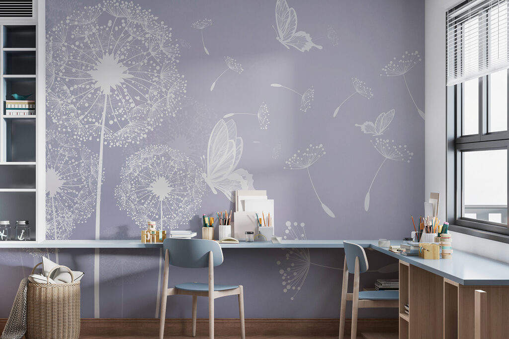Vlinders bij witte pluisbollen — interieur 1