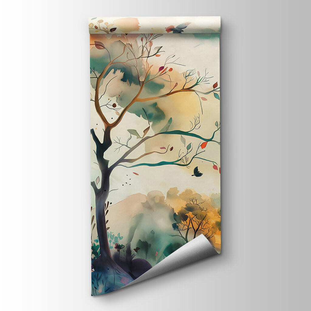 Vogels in een aquarelbos — productweergave