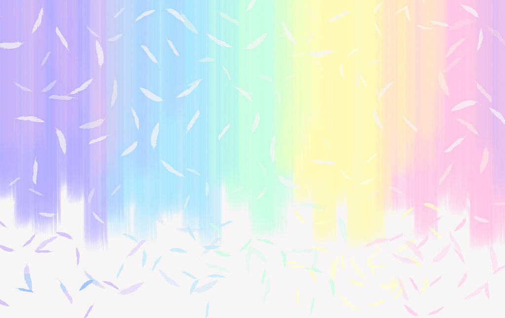 Pastelregenboog met witte streepjes — volledig ontwerp