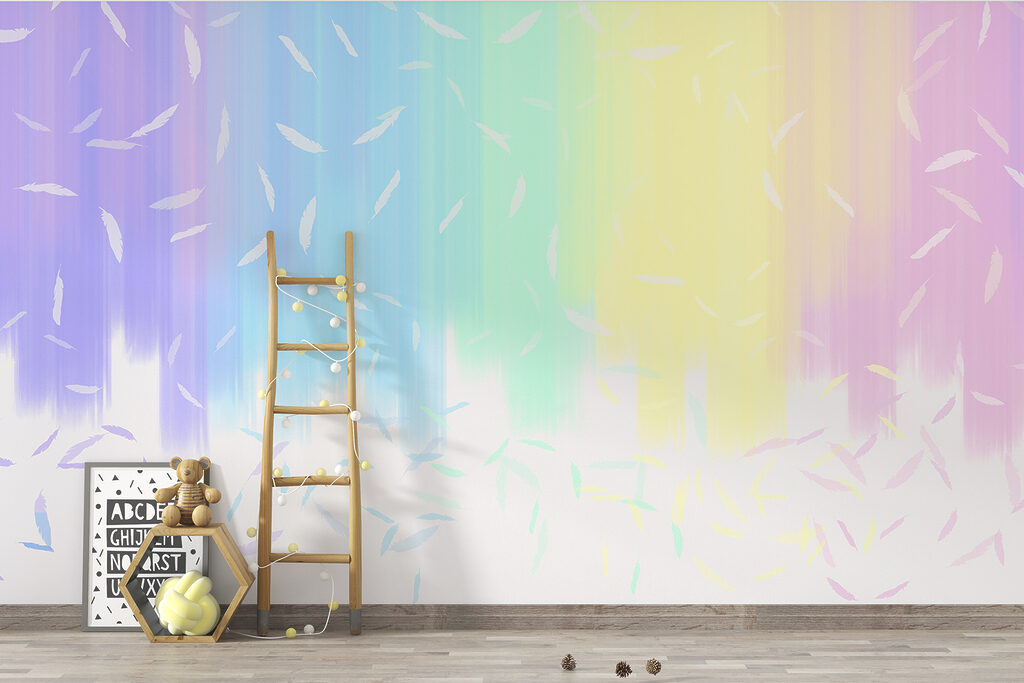 Pastelregenboog met witte streepjes — interieur 2