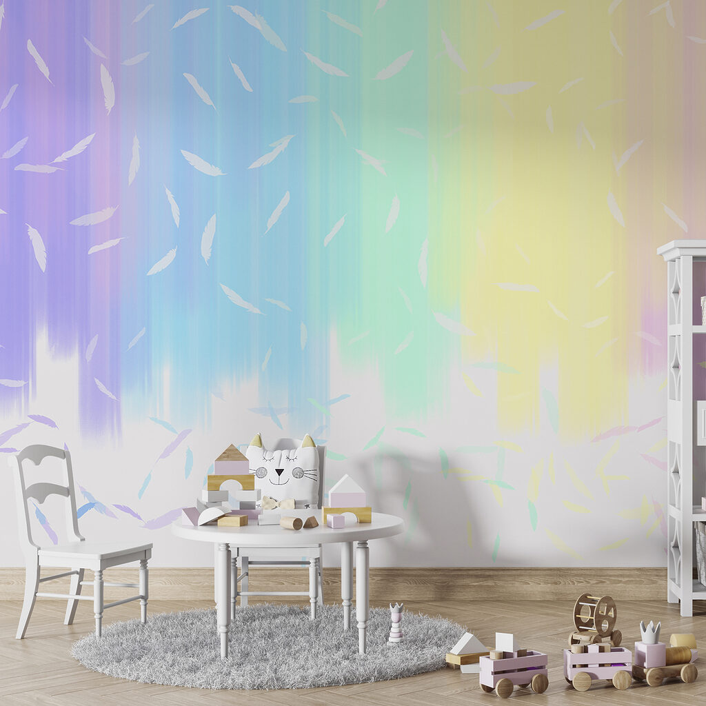Pastelregenboog met witte streepjes — interieur 3
