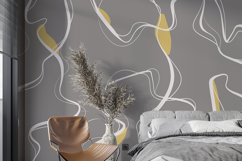 Een grijs en wit patroon in een interieur