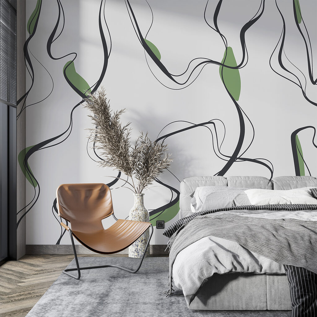 Dunne lijnen met kleurflarden — interieur 1