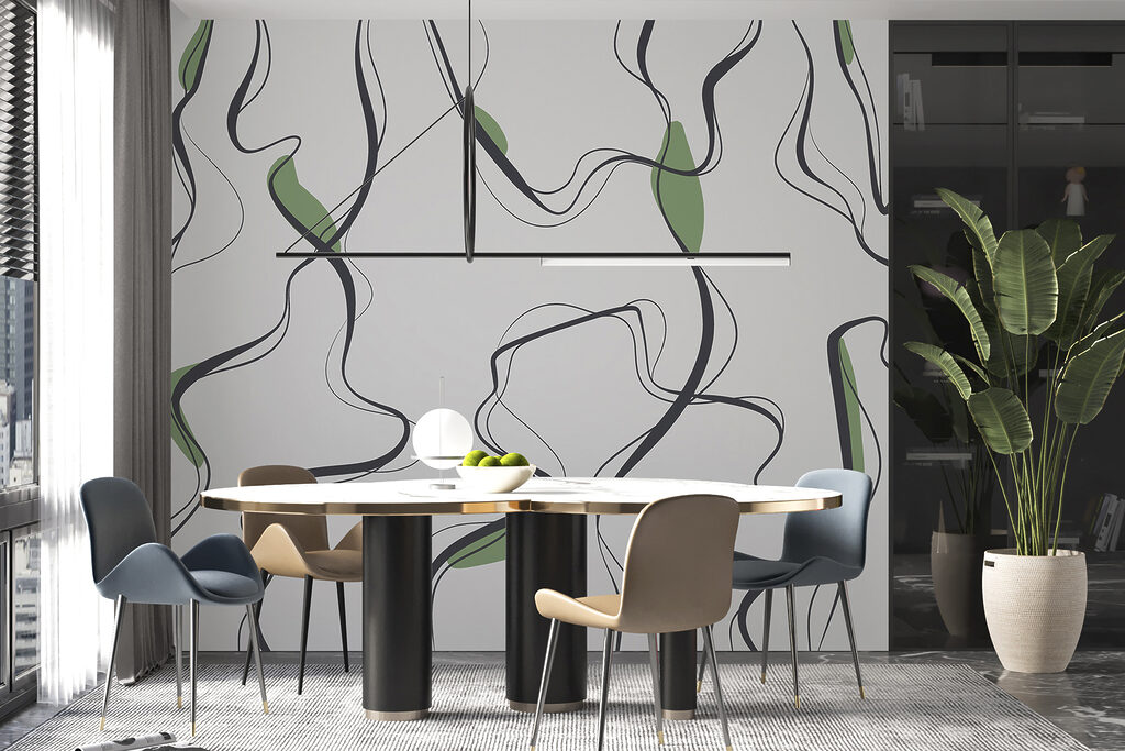 Dunne lijnen met kleurflarden — interieur 3