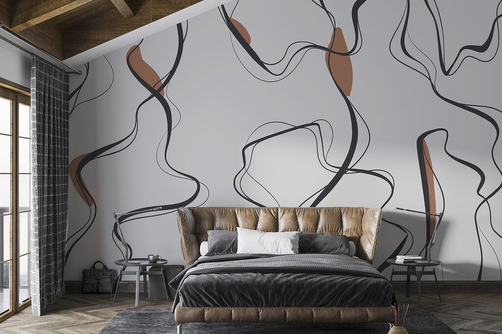 Dunne lijnen met kleurflarden — interieur 1
