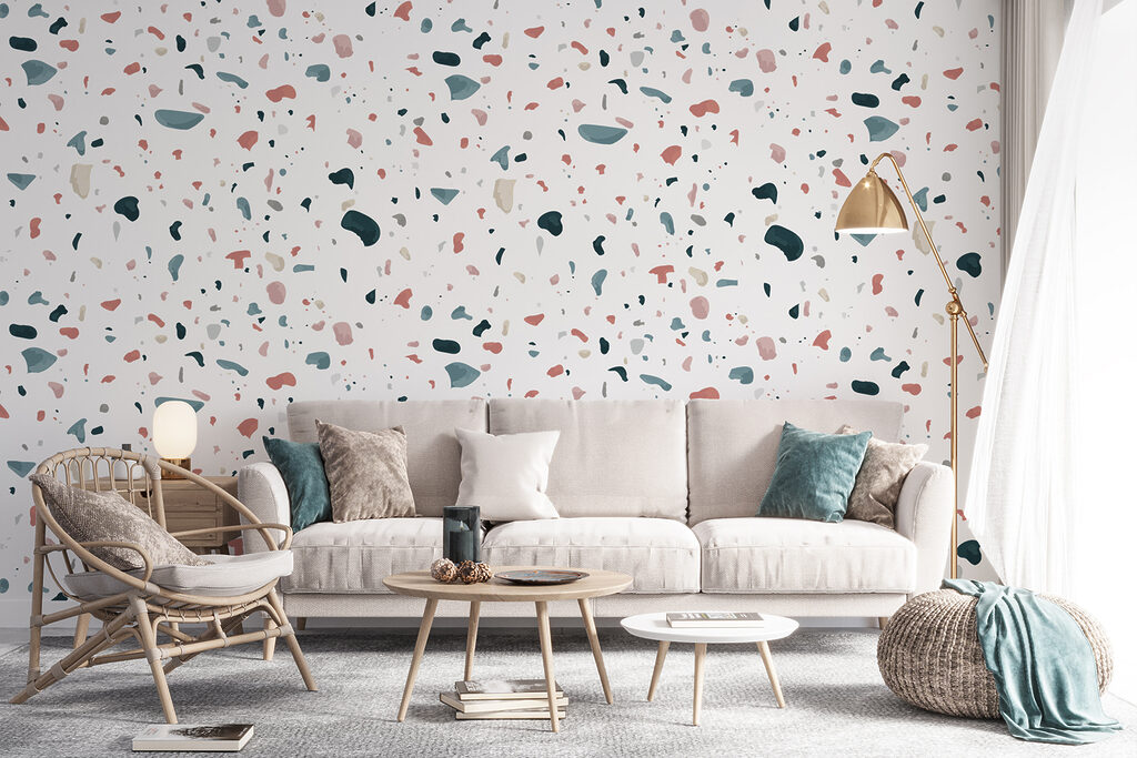 Kleine kleurfragmenten op wit — interieur 1