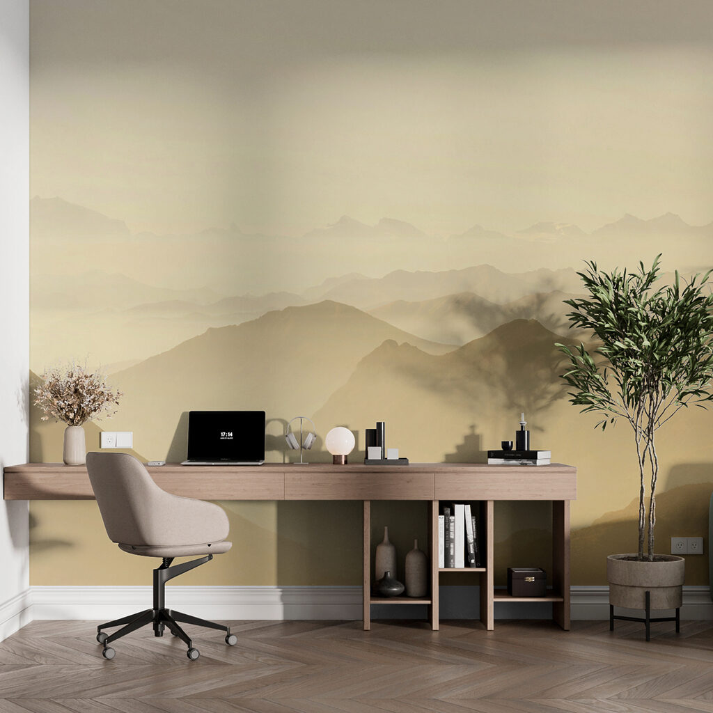 Verre bergruggen in ochtendlicht — interieur 2